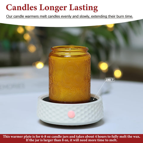 Bobolyn ceramic candle wax warmer plate with jar candles for safe, flame-free scent.