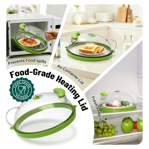 10-inch Bobomoment microwave cover in use on a plate