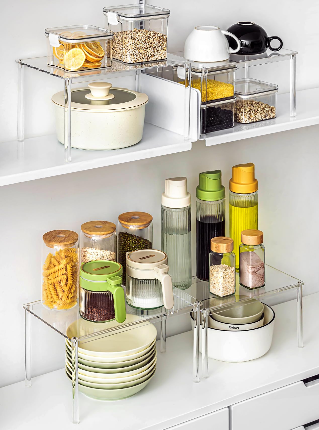 Bobomoment clear shelves add a modern touch to home organization.
