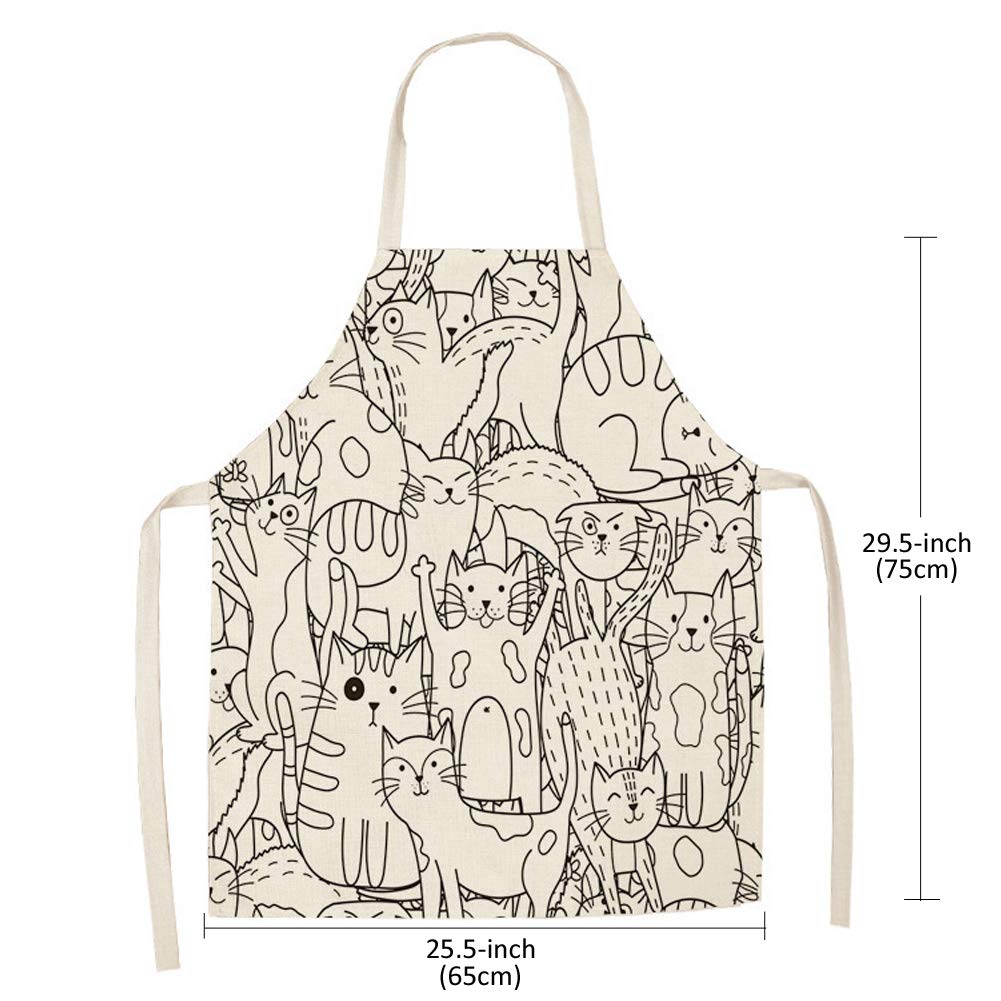 BOCTTCBO cat apron linen texture close-up highlights soft, durable material.