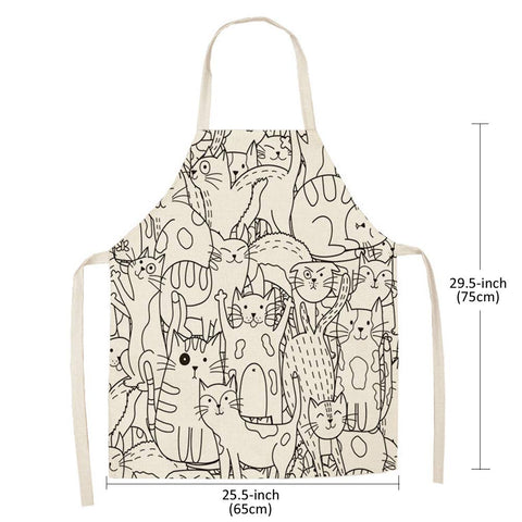 BOCTTCBO cat apron linen texture close-up highlights soft, durable material.