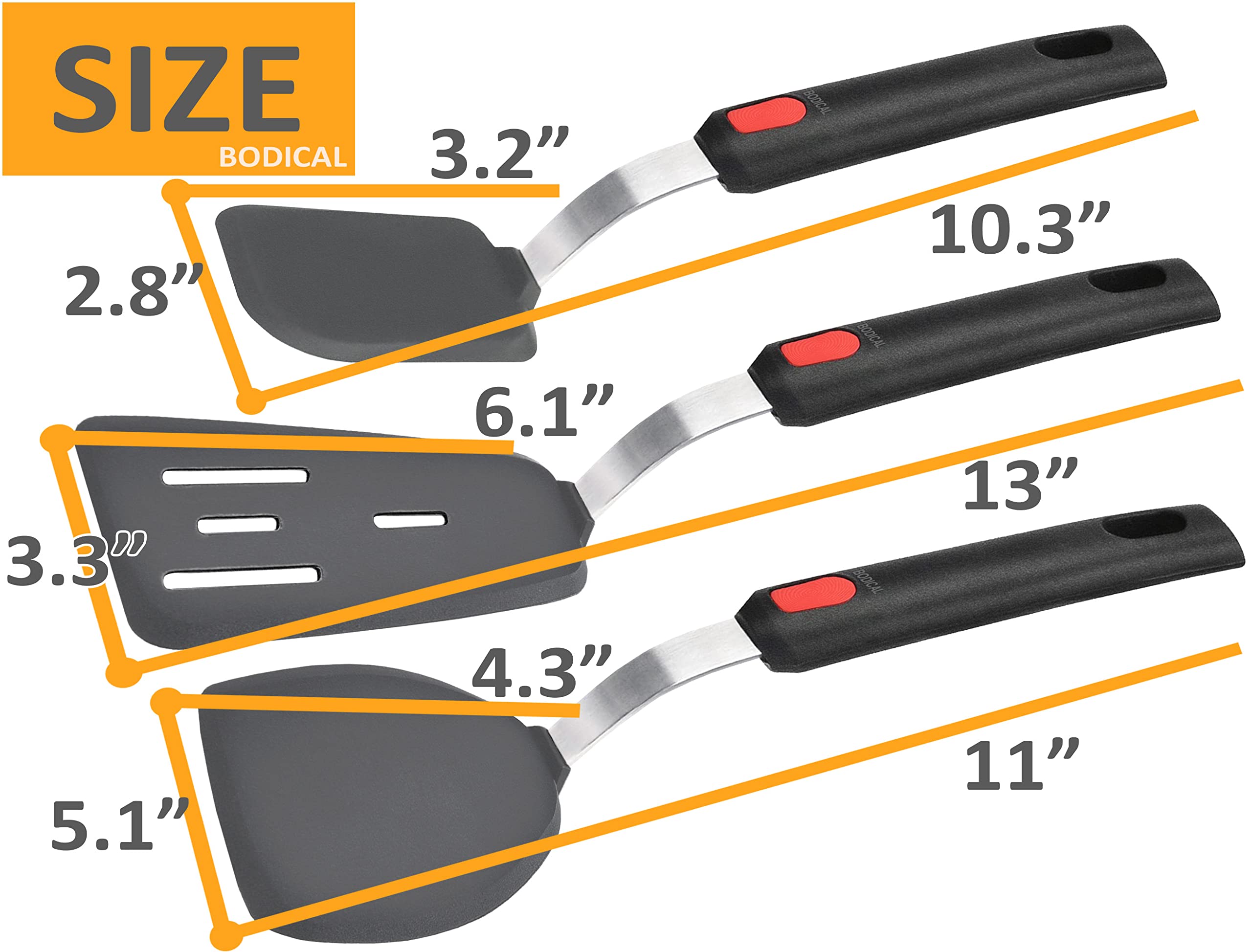 BodiCal ergonomic non-slip handles enhance control during cooking