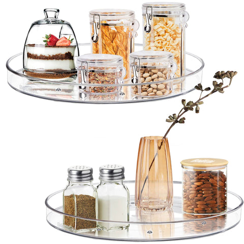 BodiCal Lazy Susan turntable clear cabinet view for organized storage