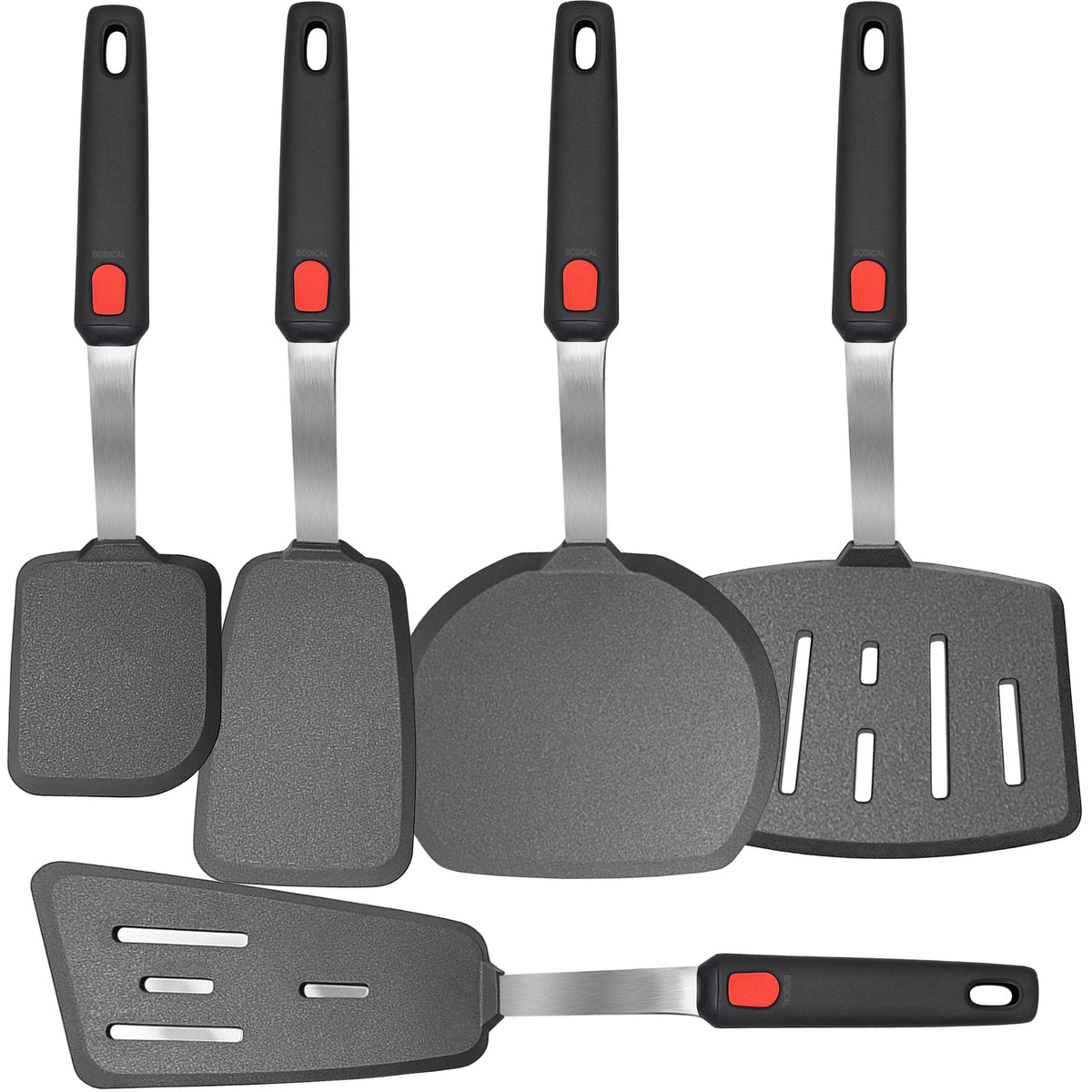 BodiCal mixed 5-piece silicone spatula set with heat-resistant handle for high-temp cooking