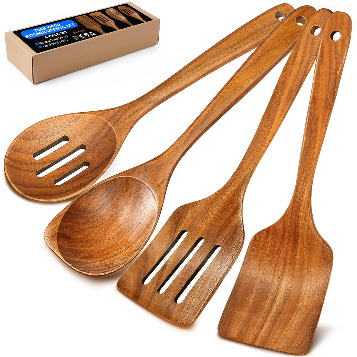 BodiCal teak 12in flat spatula gliding smoothly on nonstick cookware