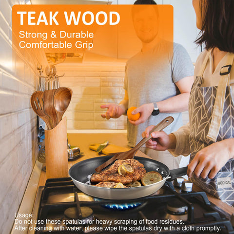 BodiCal wooden utensils with glossy finish, easy to clean