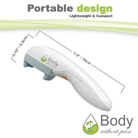 Body Without Pain is battery powered for versatile use anywhere.