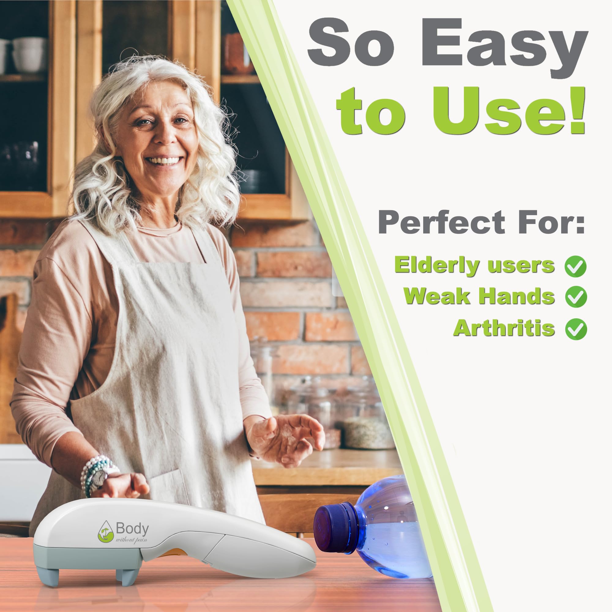 Body Without Pain makes juice bottle openings quick and easy.