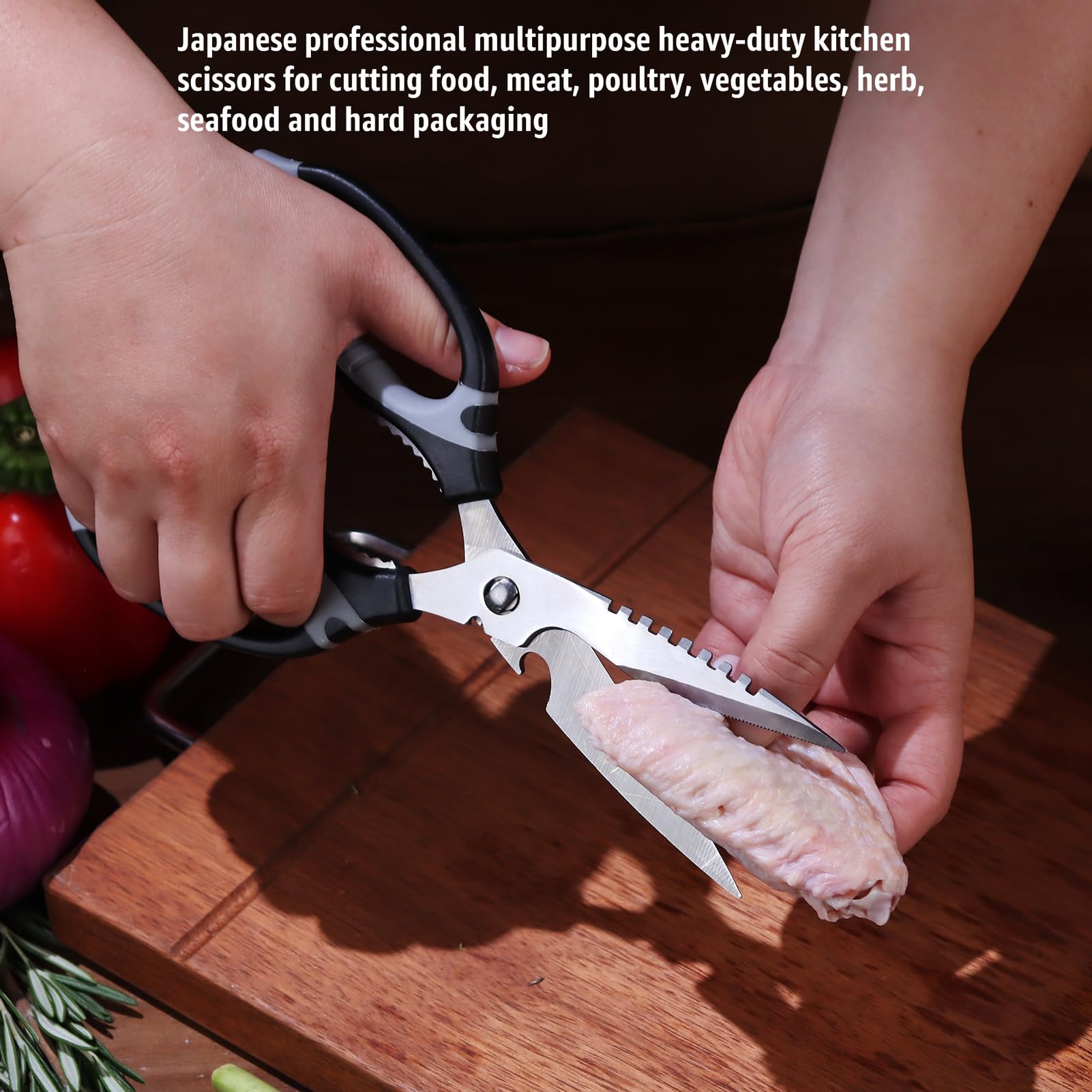 BoFuYuan kitchen scissors serrated blade grip prevents slipping
