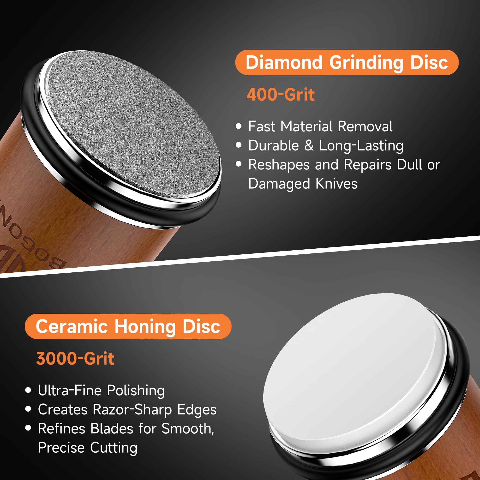 Bogoni sharpener 15-degree guide delivers ultra-precise edge for high-carbon blades.