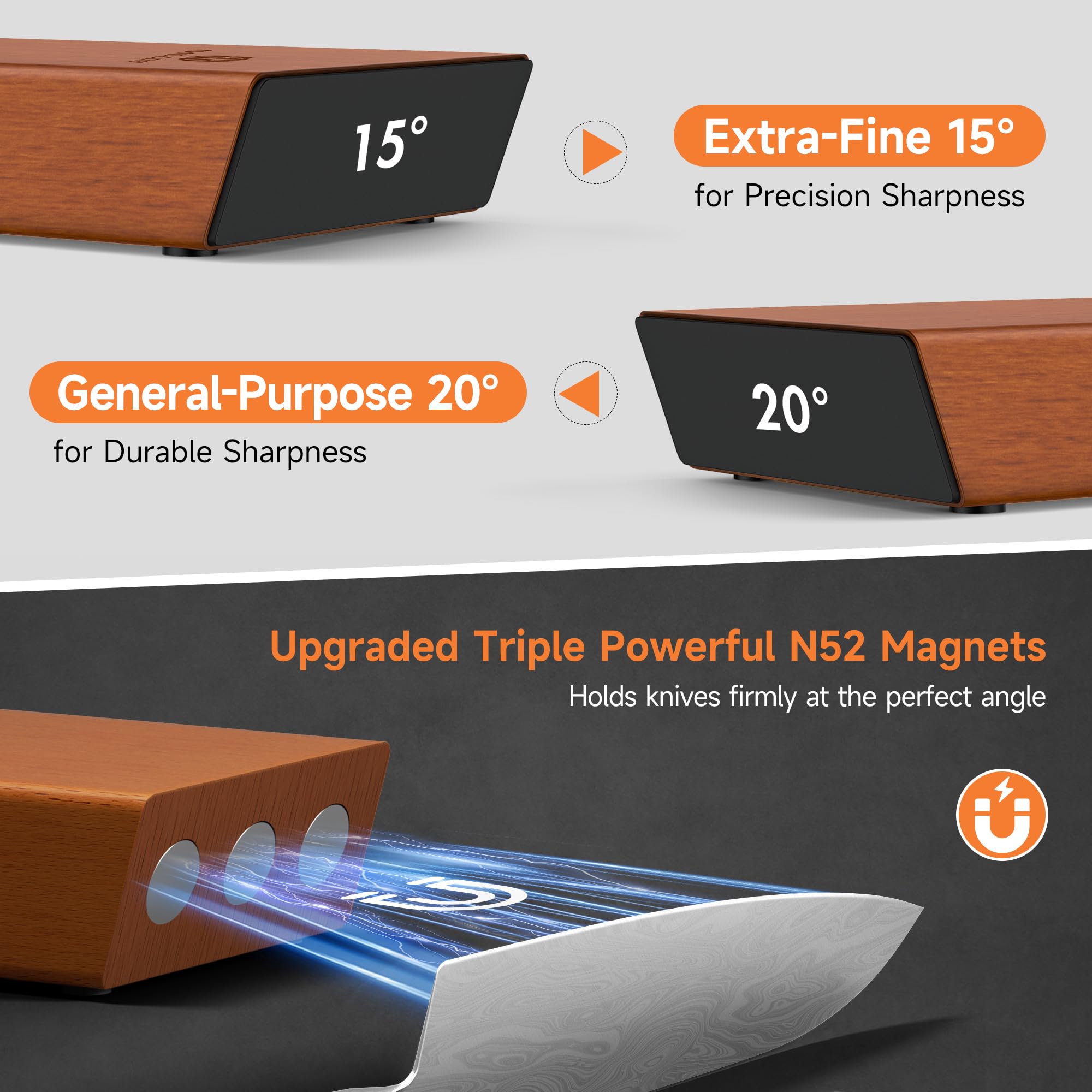 Bogoni sharpener 20-degree guide provides durable edge for daily kitchen knives.