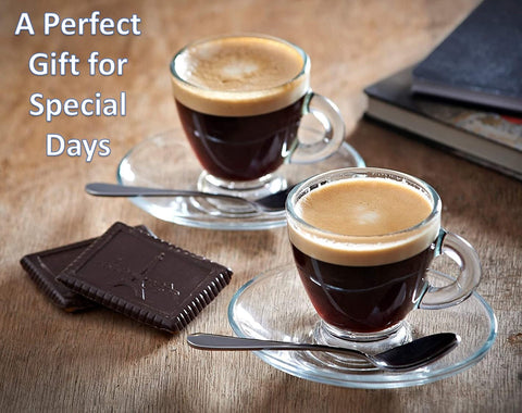 BOHEM'S elegant glass cup handles provide comfortable grip.