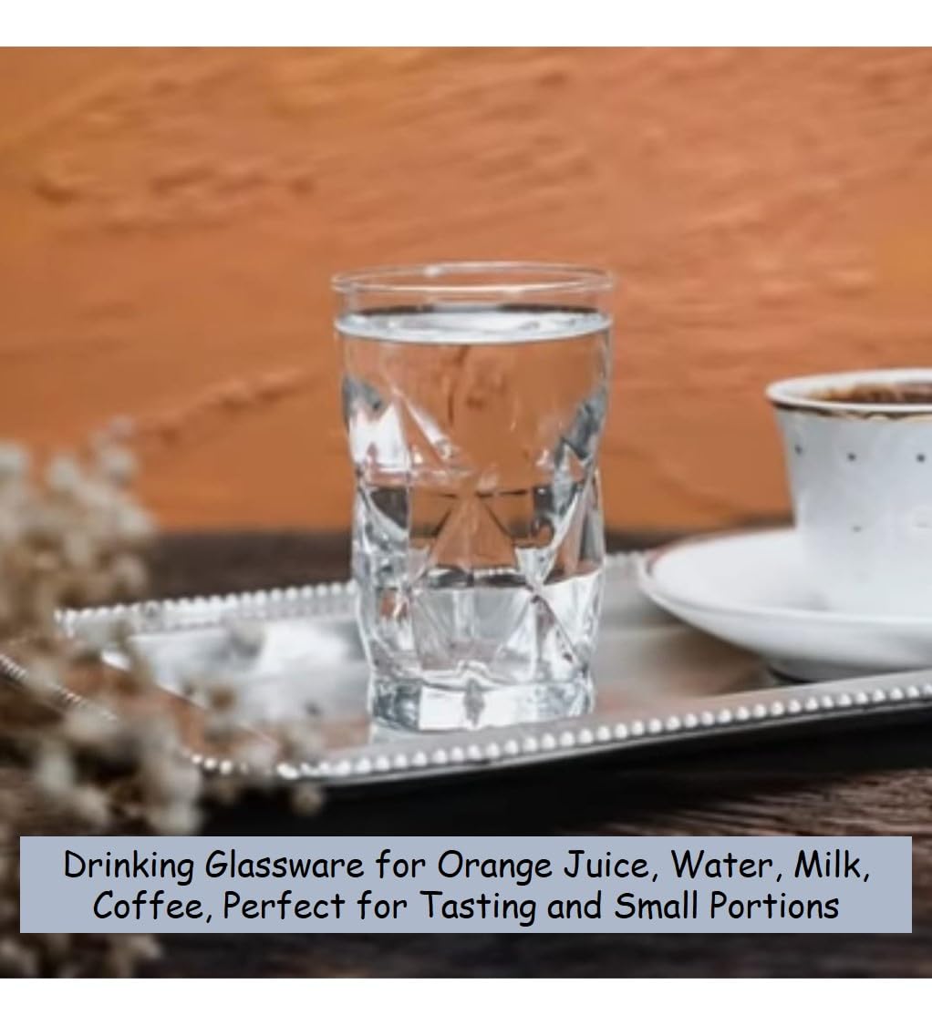 BOHEM'S mini clear glass tumblers showcase drink colors in tastings.