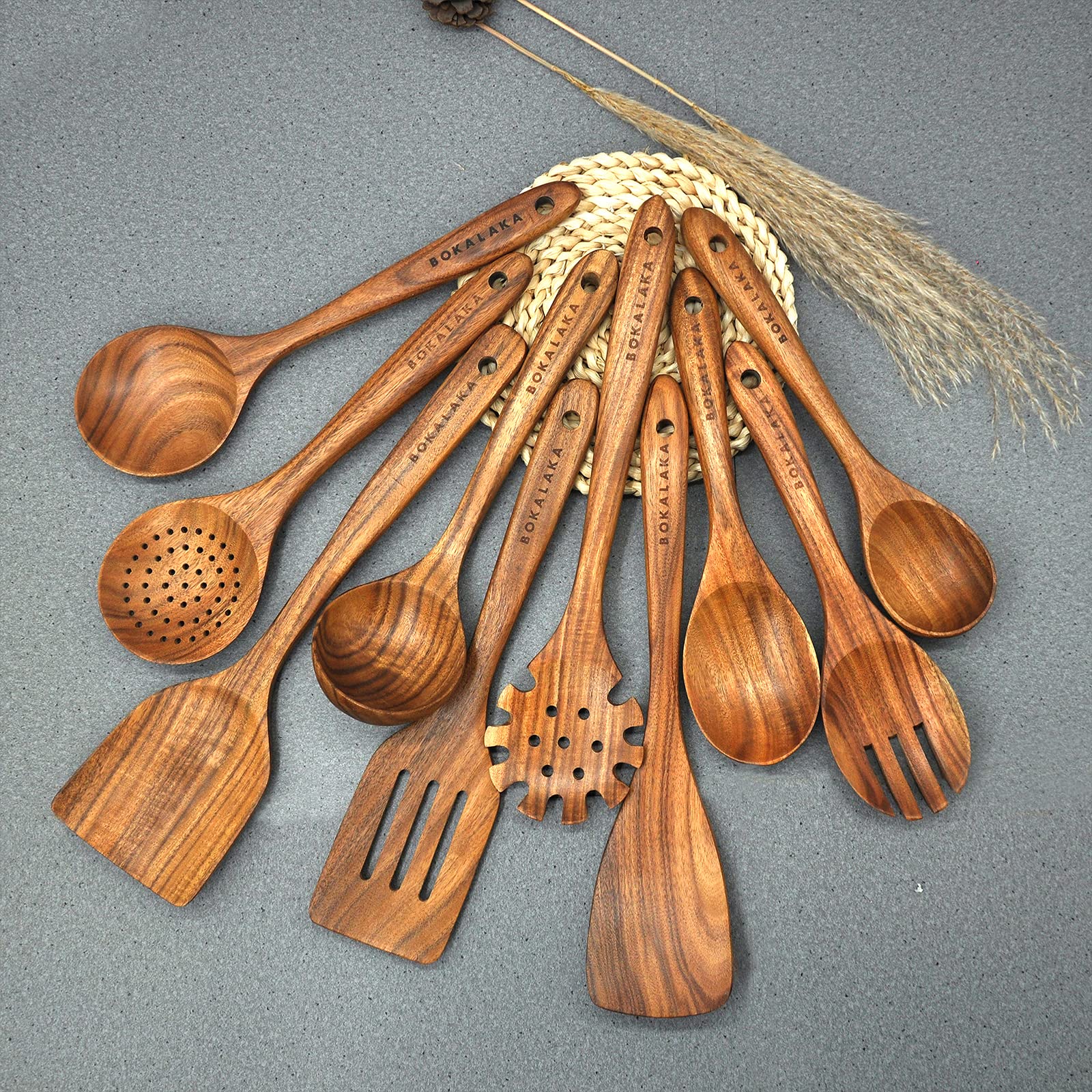 BOKALAKA heat-resistant wooden utensils protect non-stick surfaces
