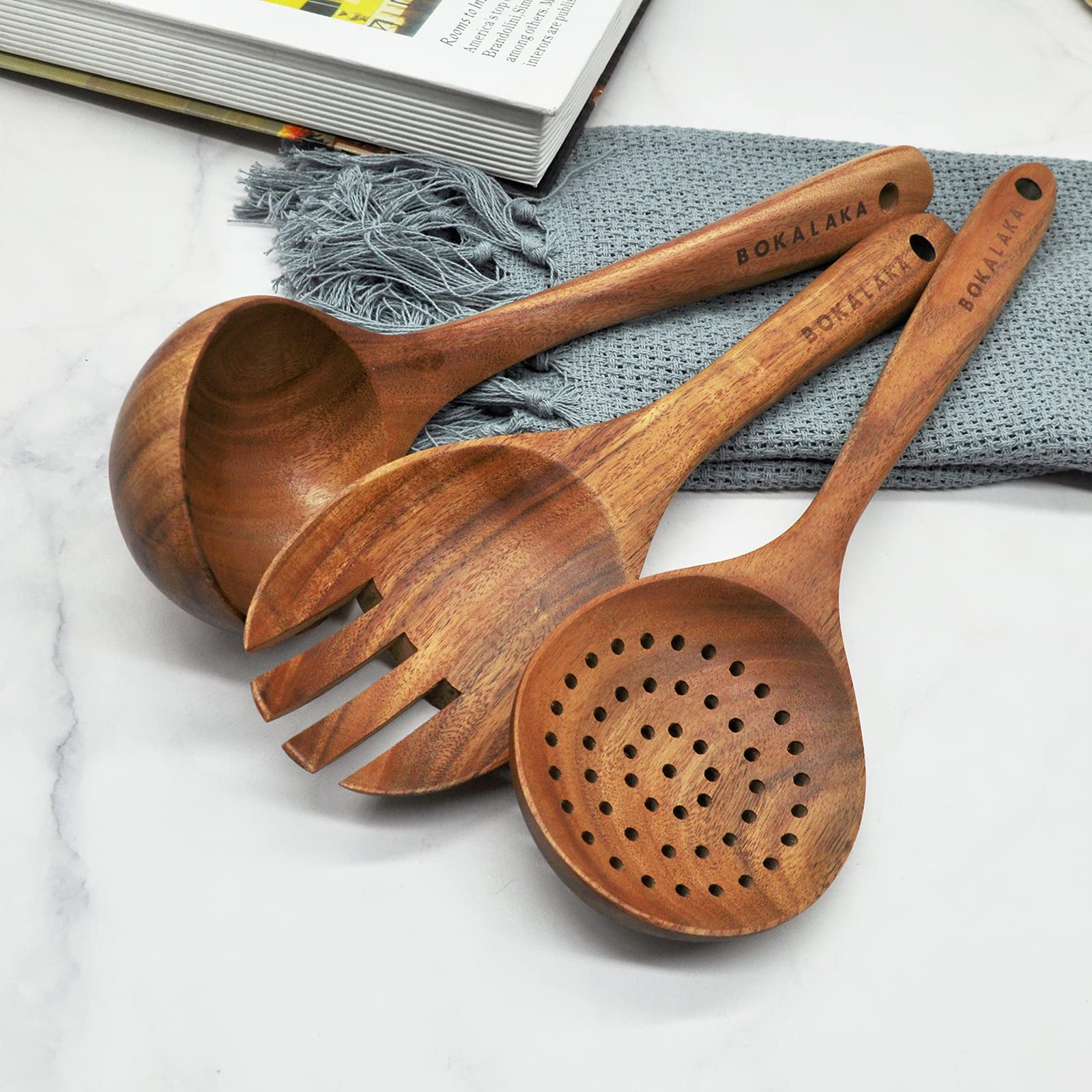 BOKALAKA utensils are safe for non-stick pans; protect coatings.