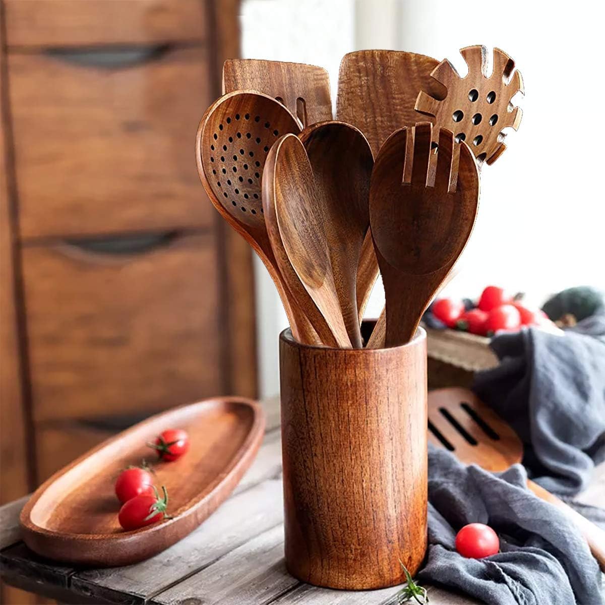 BOKALAKA teak filter-spoon for precise stirring and draining