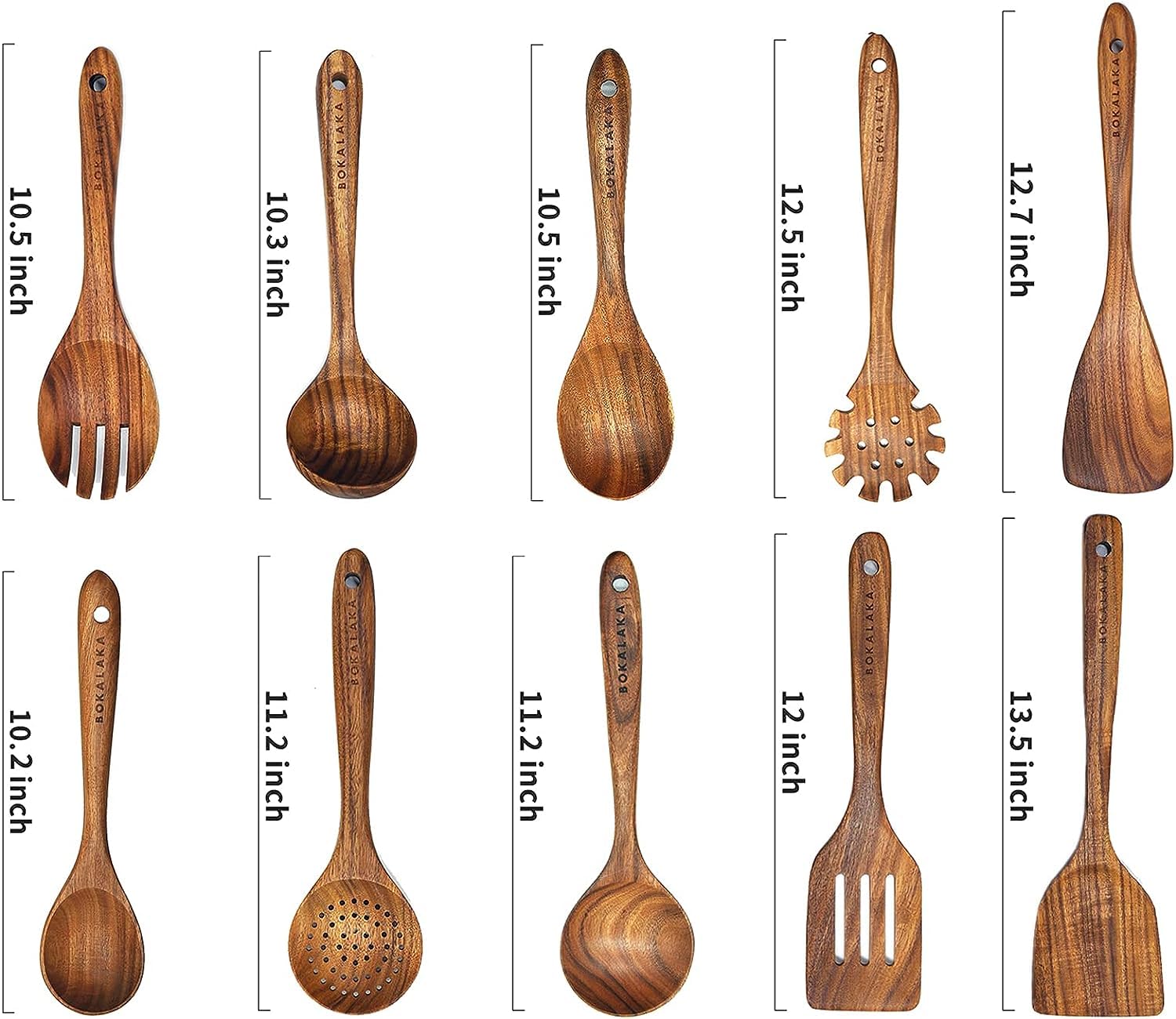 BOKALAKA teak slotted-spatula protects nonstick surfaces while turning