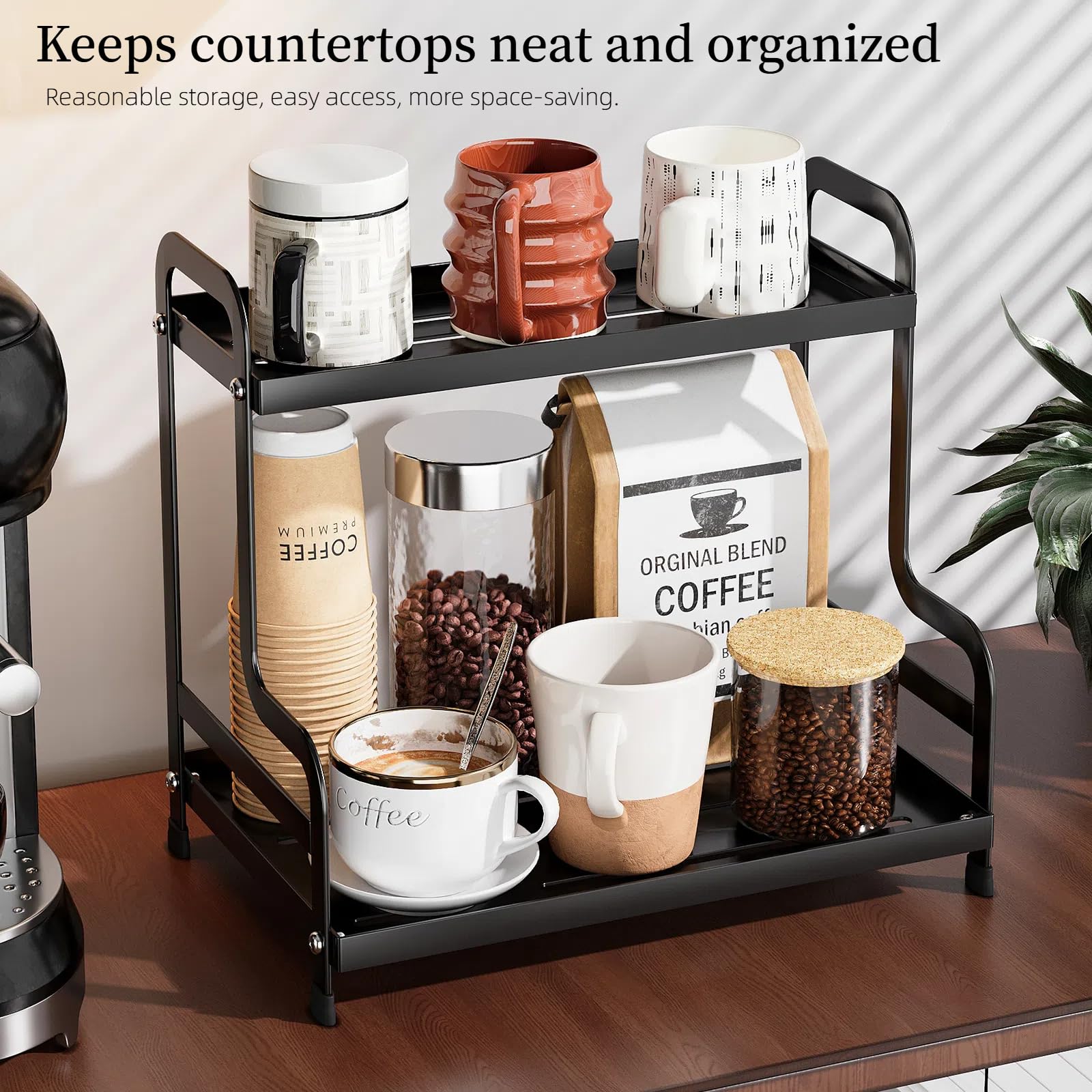 Bokelai 2-tier organizer side view with stable non-slip feet
