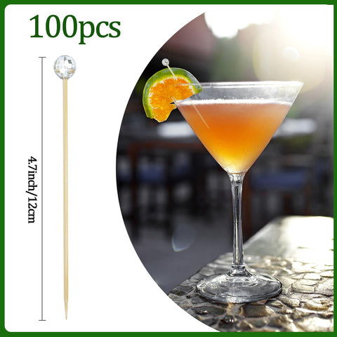 BOKFJBP bamboo skewers with disco ball provide sturdy food garnishing
