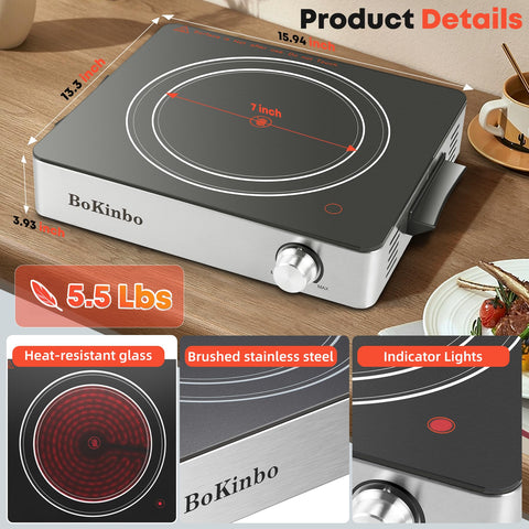 BoKinbo heat resistant glass top for safe heat conduction