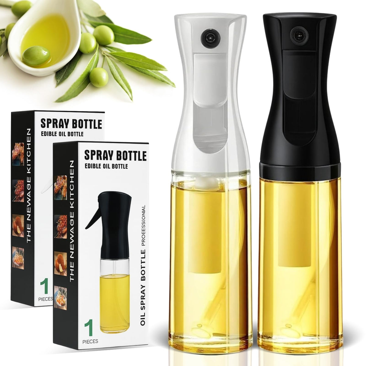 BOKKY Olive Oil Sprayer 2-pack front view for easy, mess-free oil control.