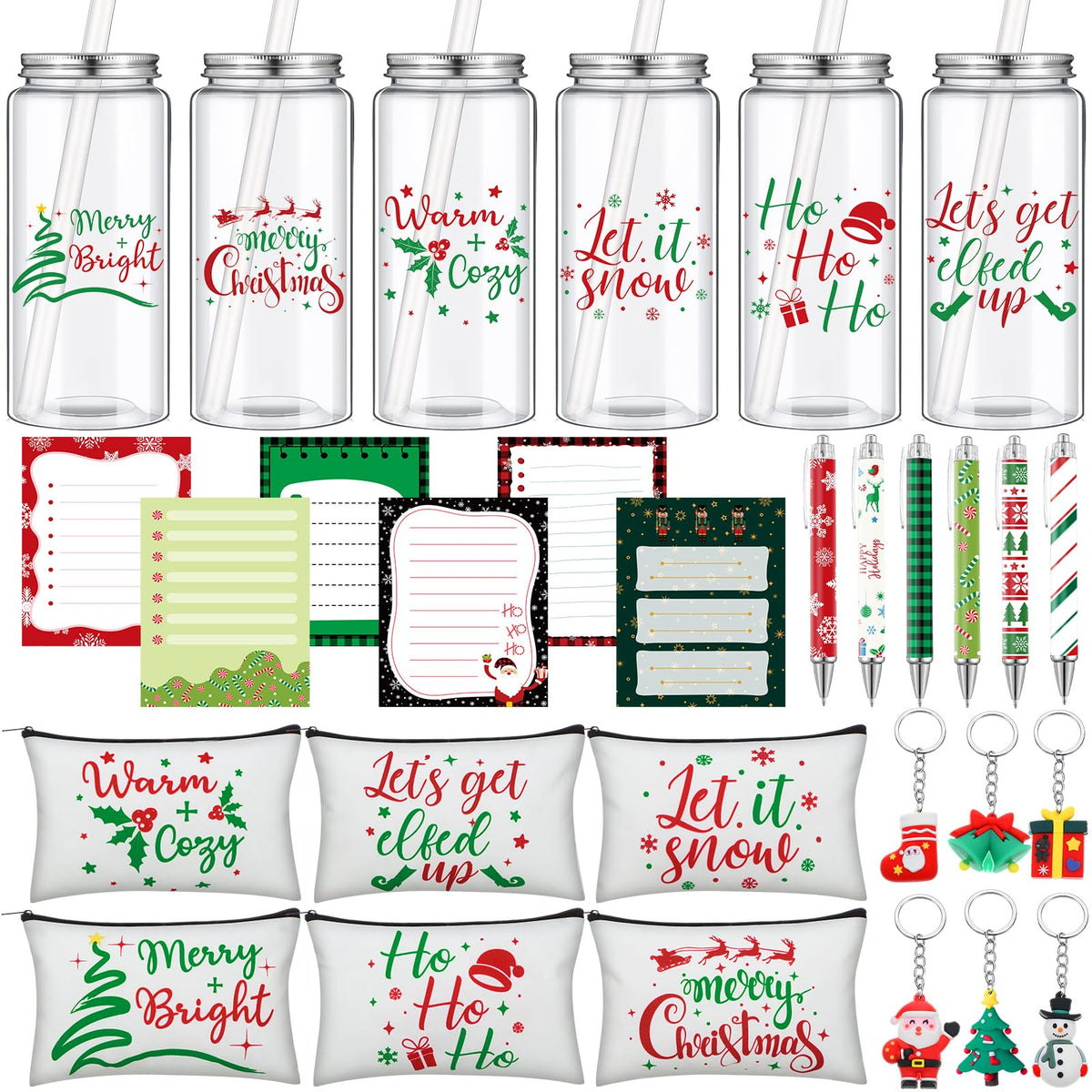 Bokon Christmas cups with lids and straws for spill-free sipping