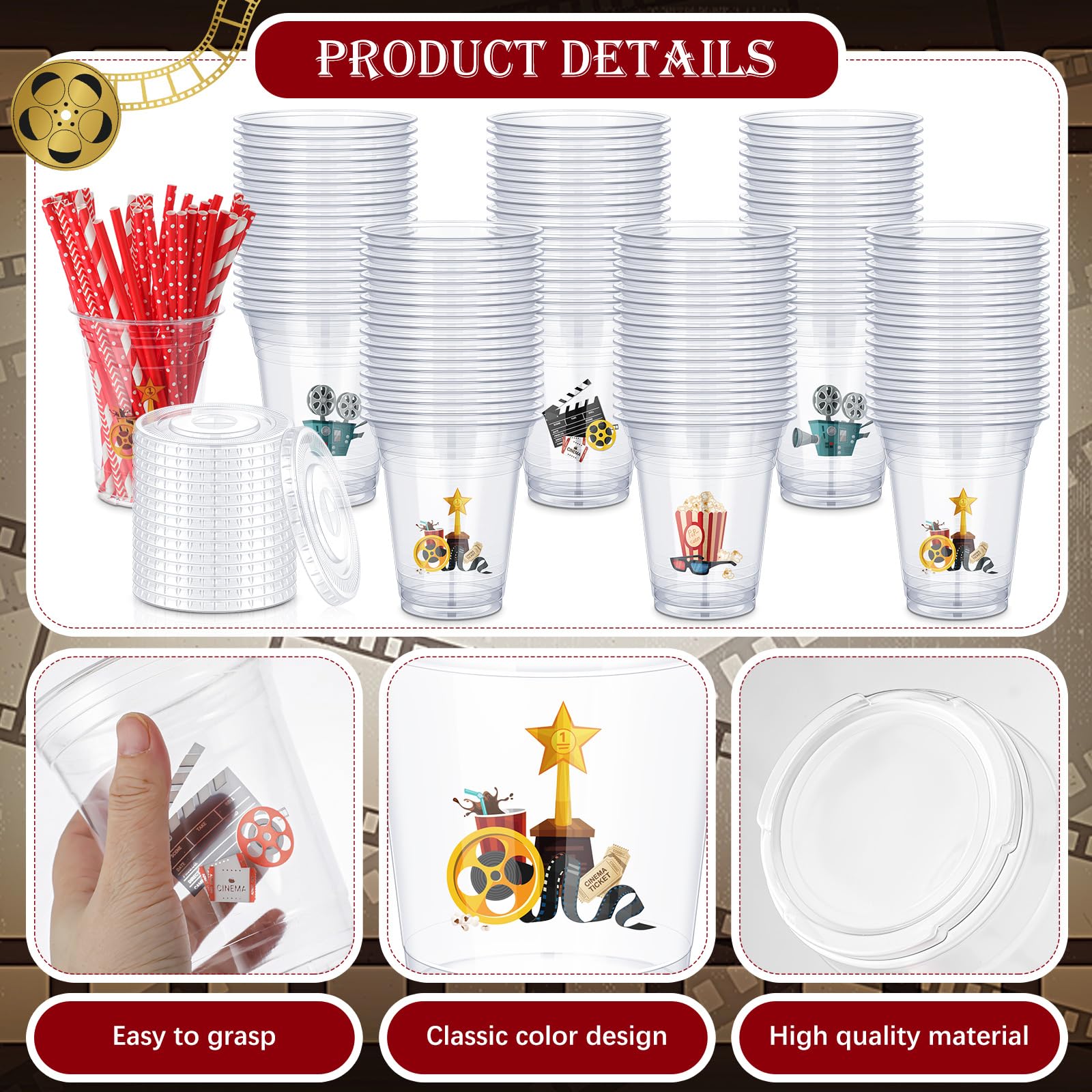 Bokon disposable straws 50-pack in festive red and black accents.