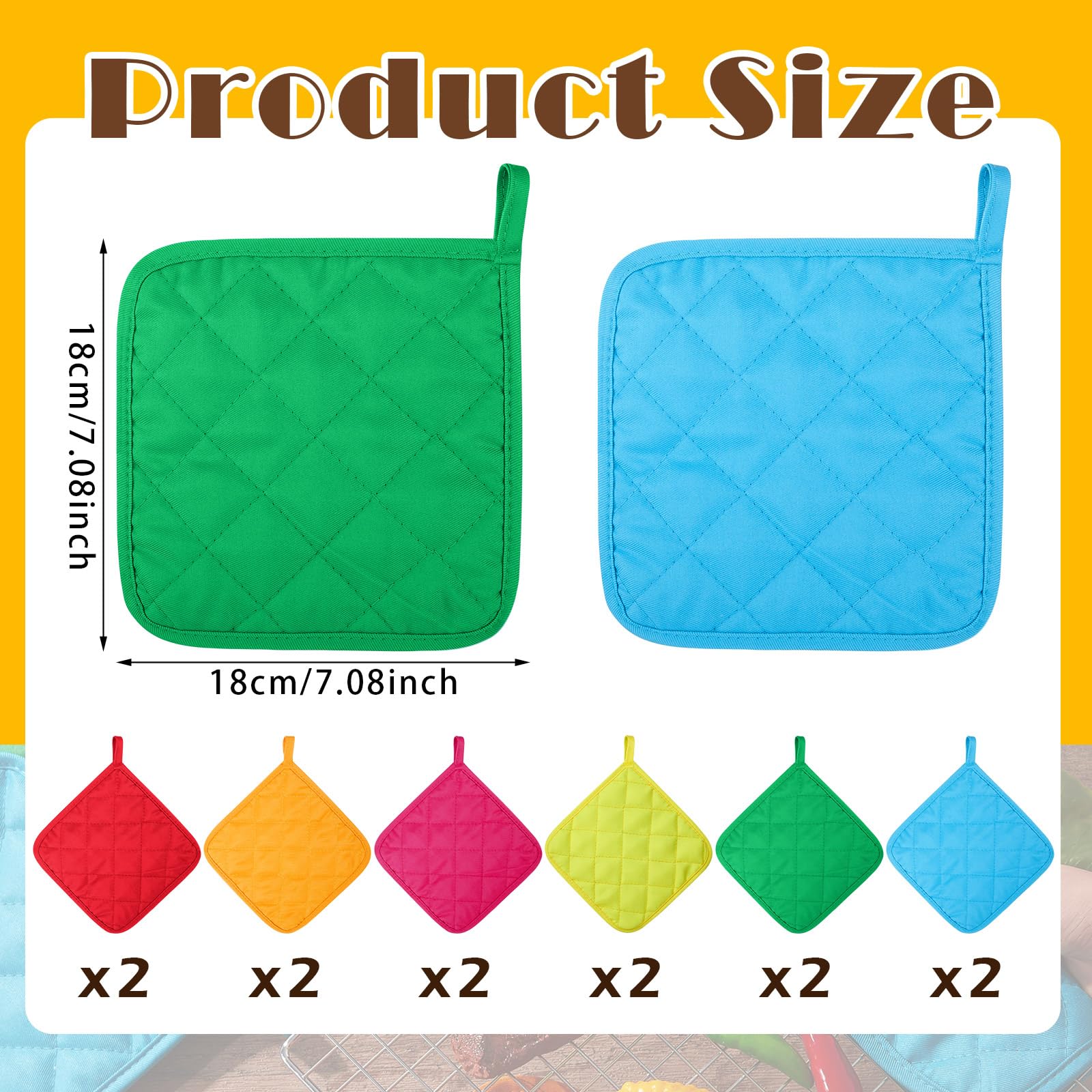 Bokon pot holders 7x7 inch size provide a sturdy grip while handling hot pans.