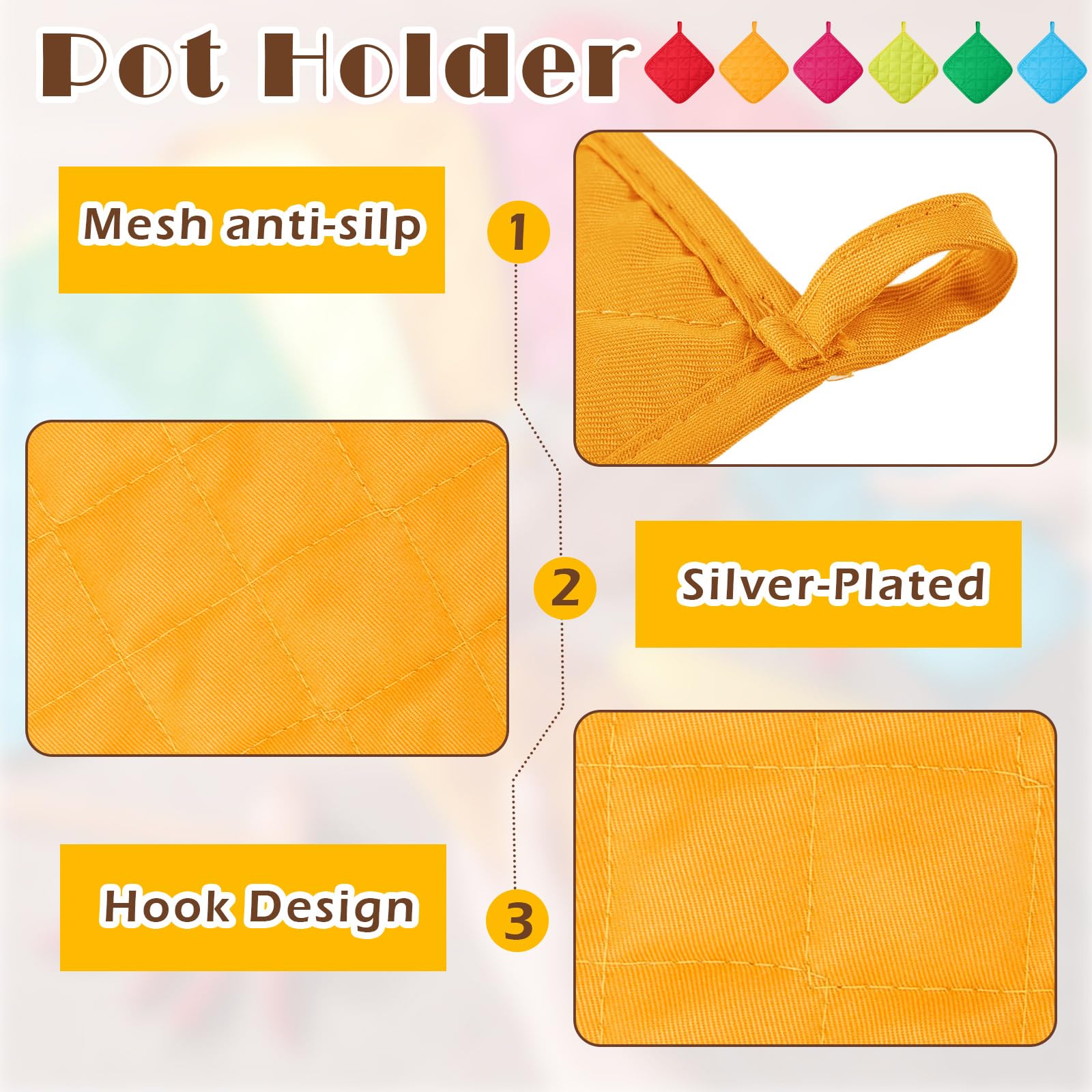 Bokon pot holders with cotton liner offer heat resistance and durable everyday use.