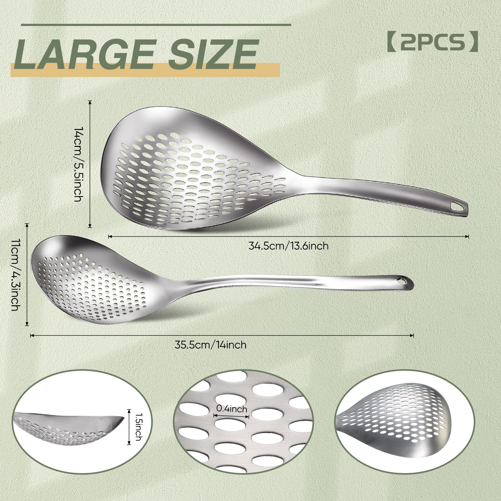 Bokon slotted spoon in stainless steel for fast drainage and sturdy lifting.