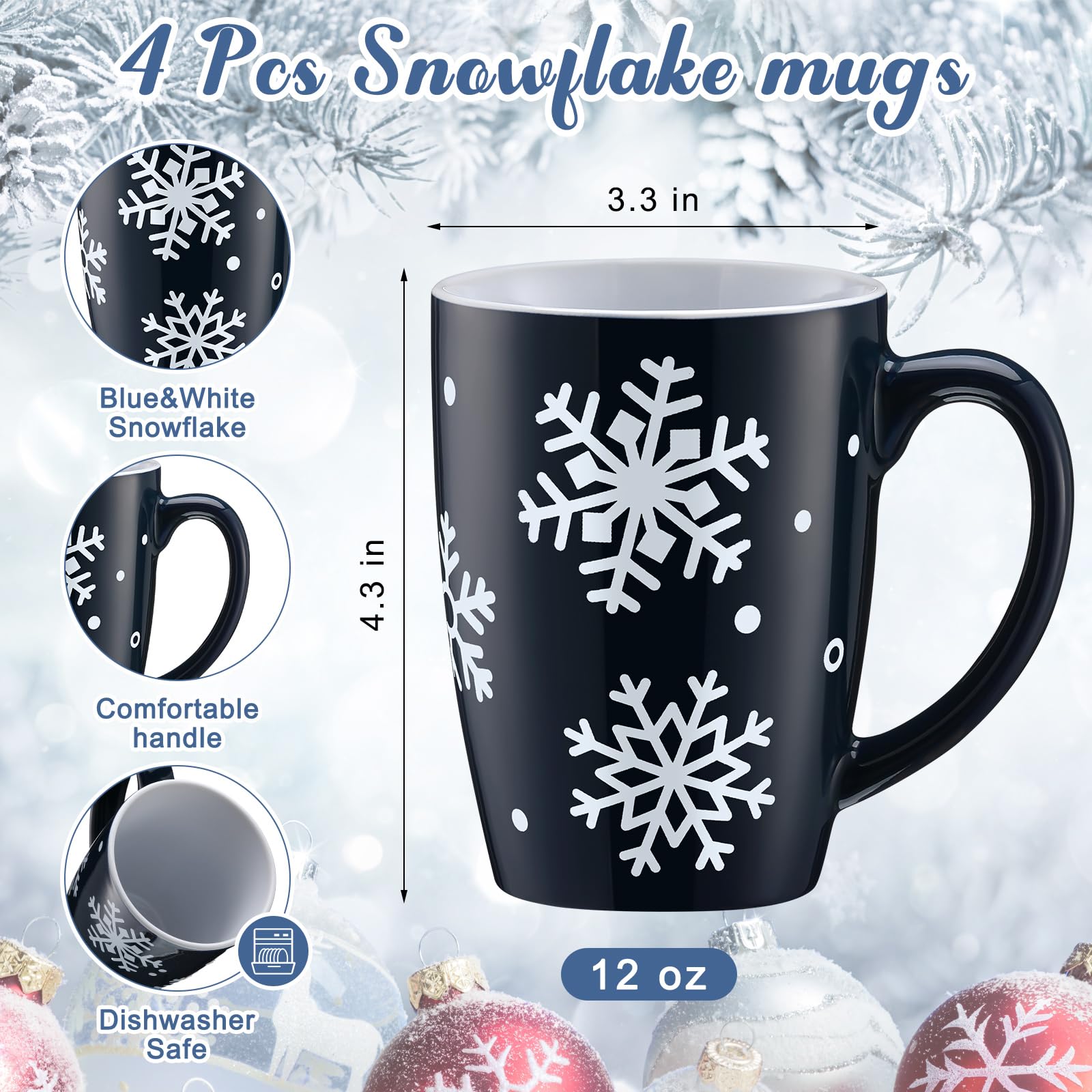 Bokon winter Christmas mug set four pieces ideal for gifting and festive table settings.