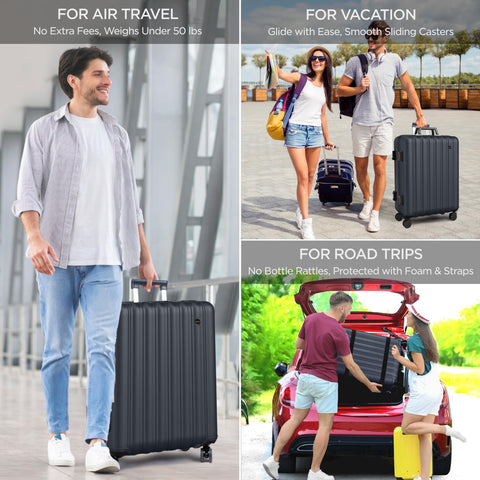 Boldworks wine suitcase zippered compartments organize clothes and accessories