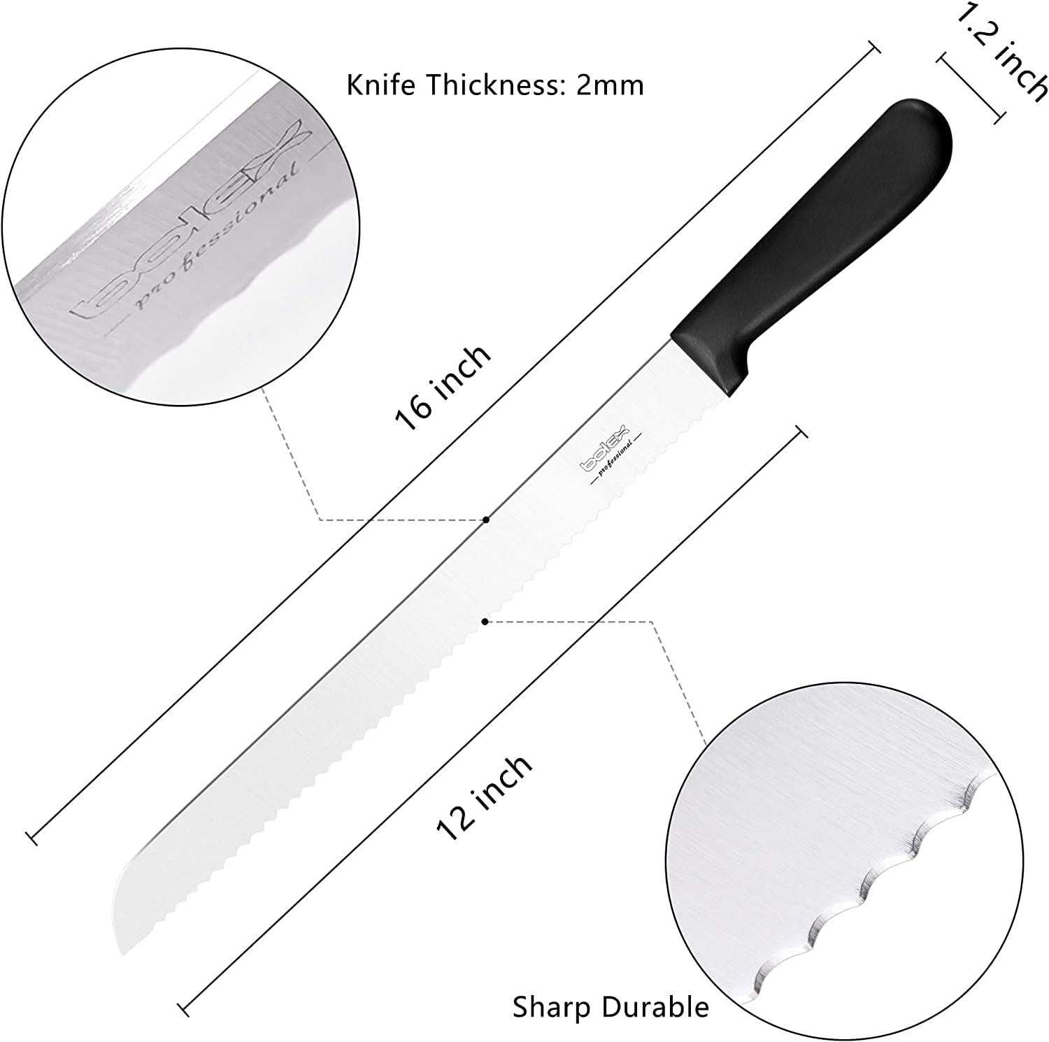 BOLEXINO serrated blade cleanly slices crusty bread