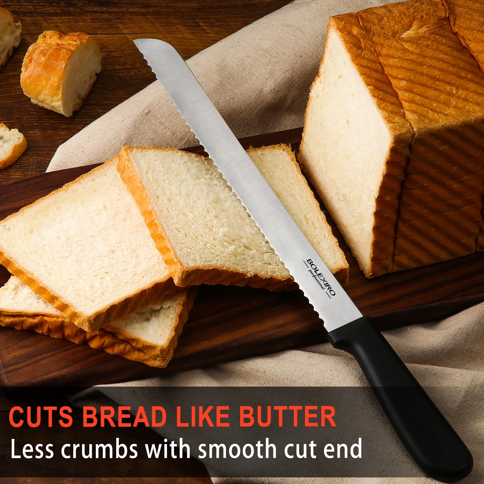 BOLEXINO knife compatible with bread slicer for uniform thickness