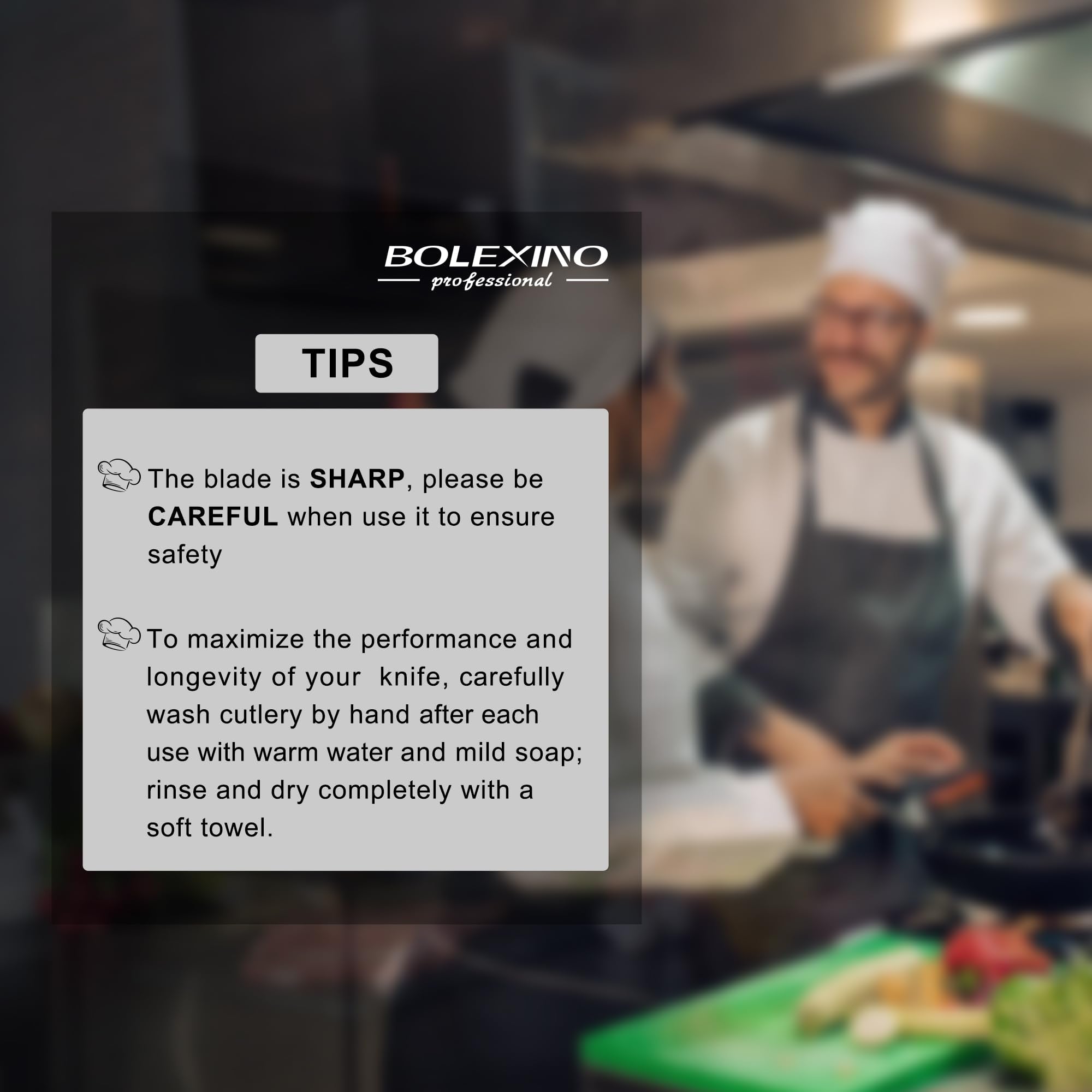 BOLEXINO color coded handles help organize tasks and prevent cross-contact in busy kitchens.