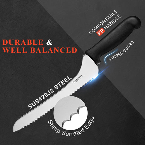 BOLEXINO ergonomic handle provides comfortable grip during slicing