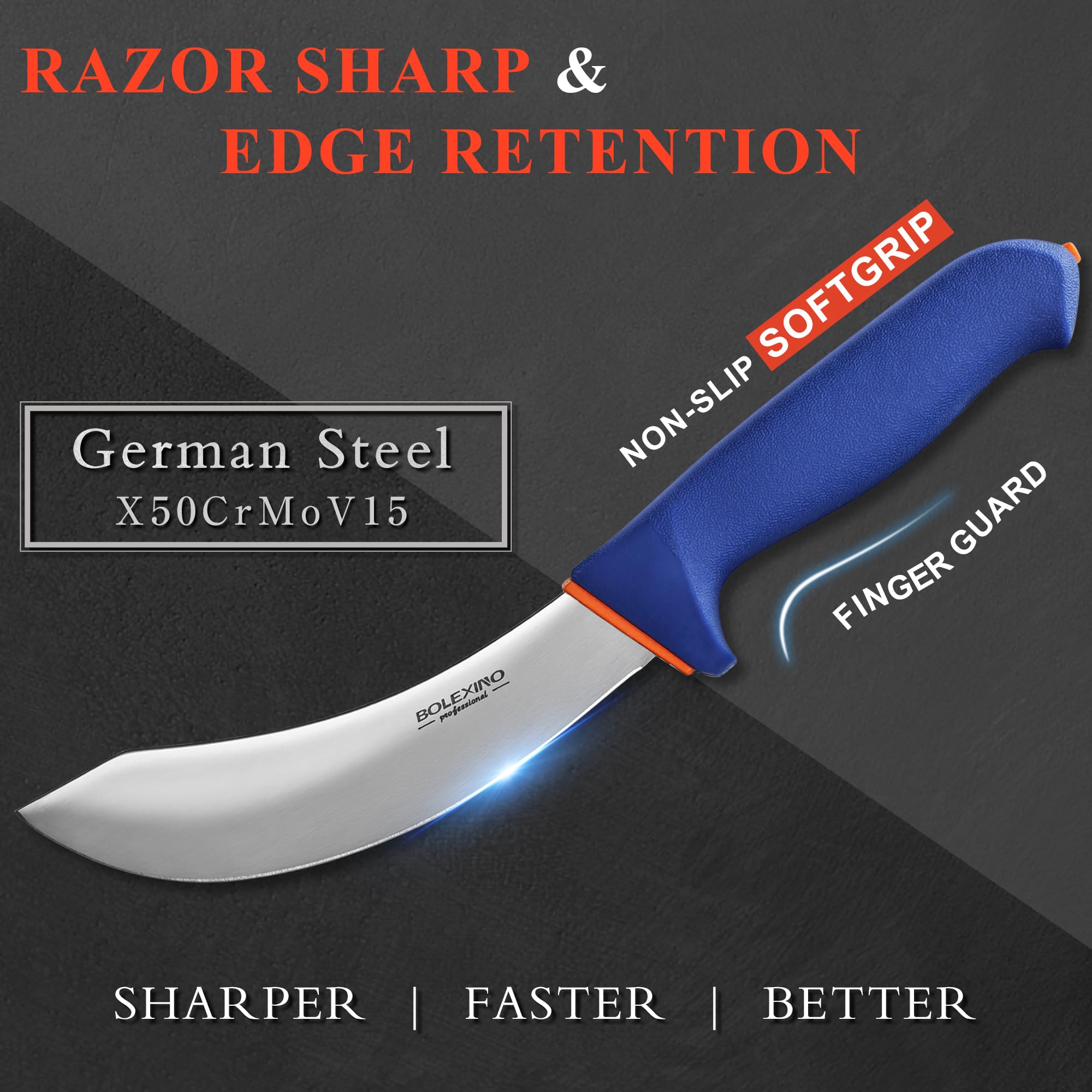 BOLEXINO german steel X50CrMoV15 blade seen under light