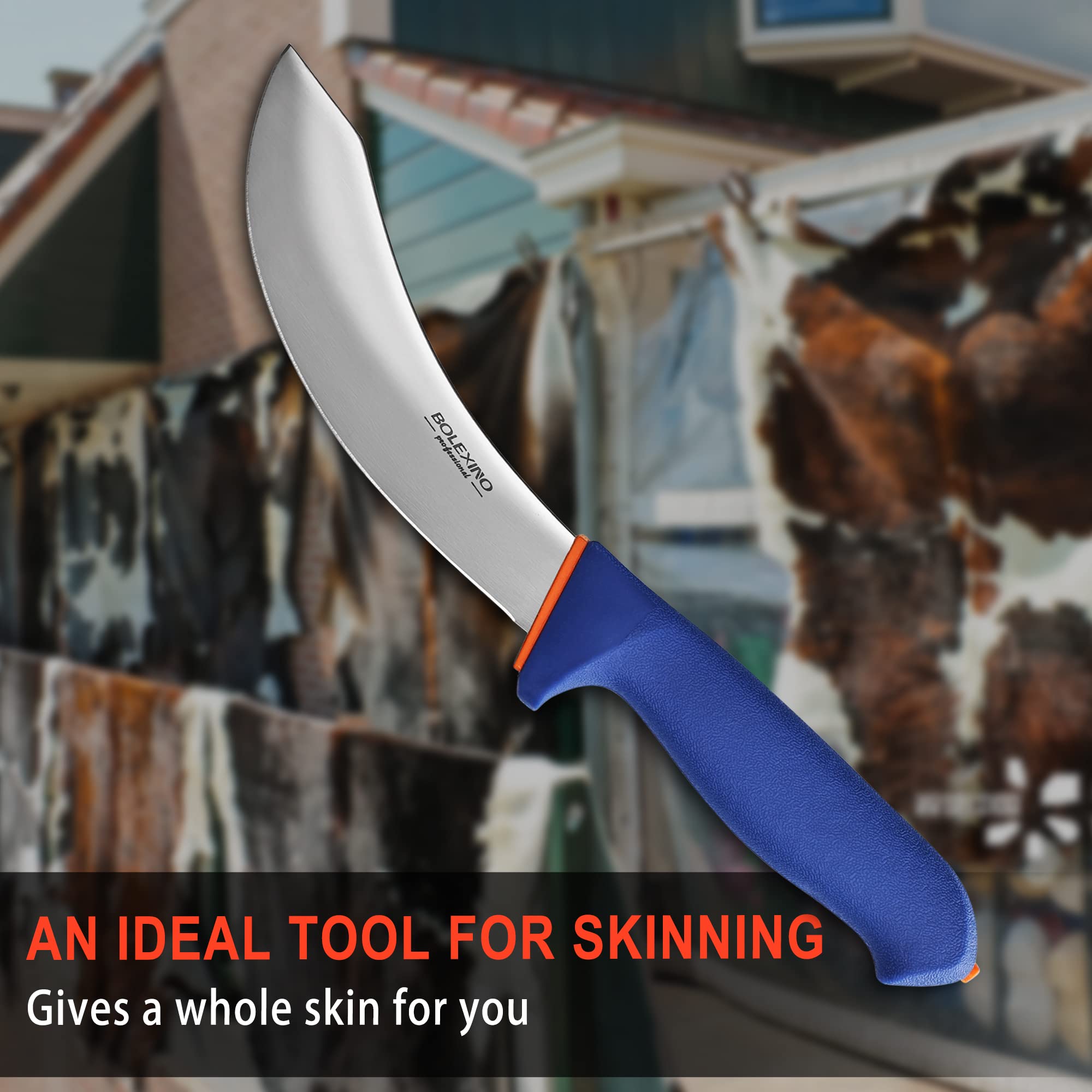 BOLEXINO skinning knife with built-in finger guard for safety