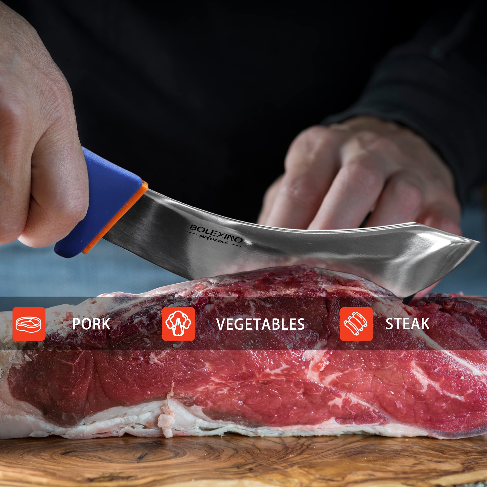 BOLEXINO skinning knife on prep table ready for use