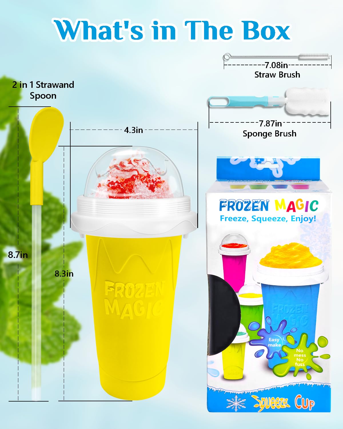 Bollove Slushie Cup set includes brushes for easy cleaning