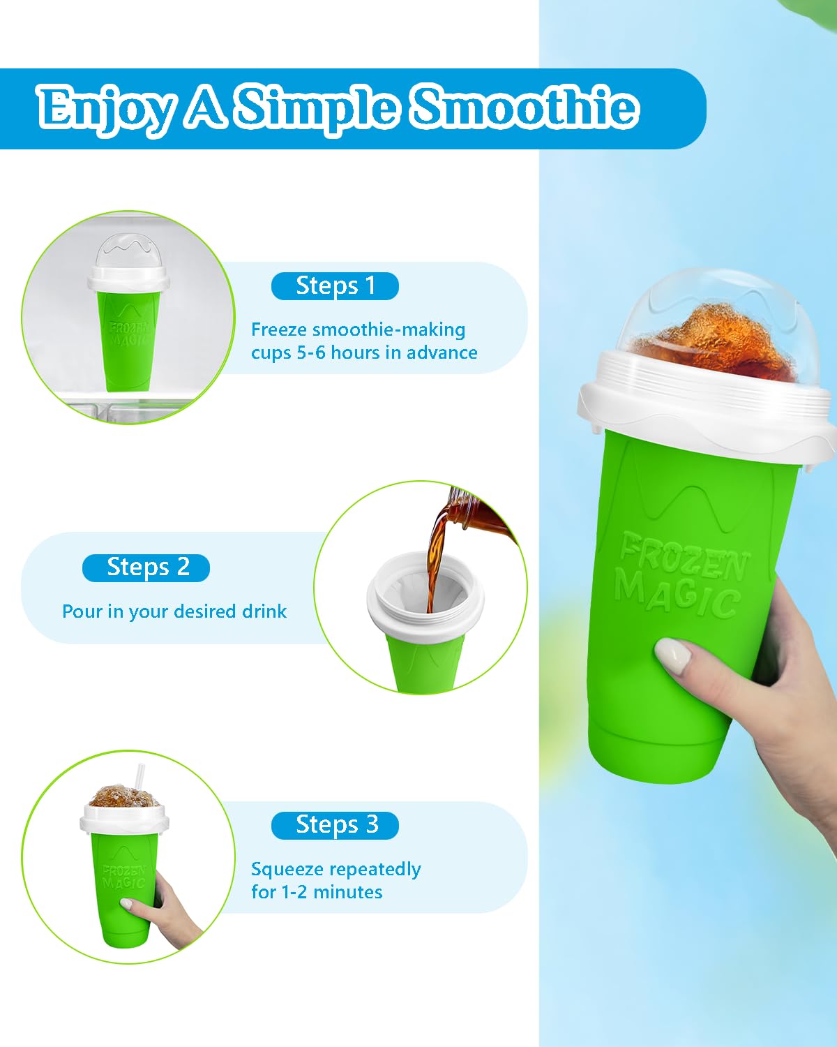 Bollove Slushie Cup silicone body is safe, durable, and washable
