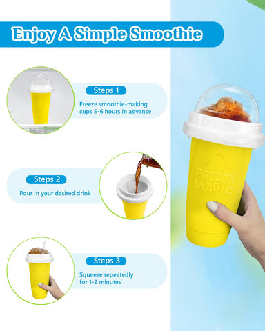 Bollove Slushie Cup squeeze action, no extra ice needed