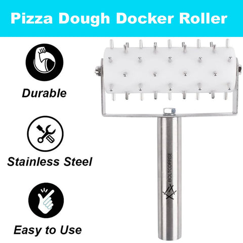 BOLTCORRSE stainless steel pizza docker with 8-inch handle boosts crust uniformity