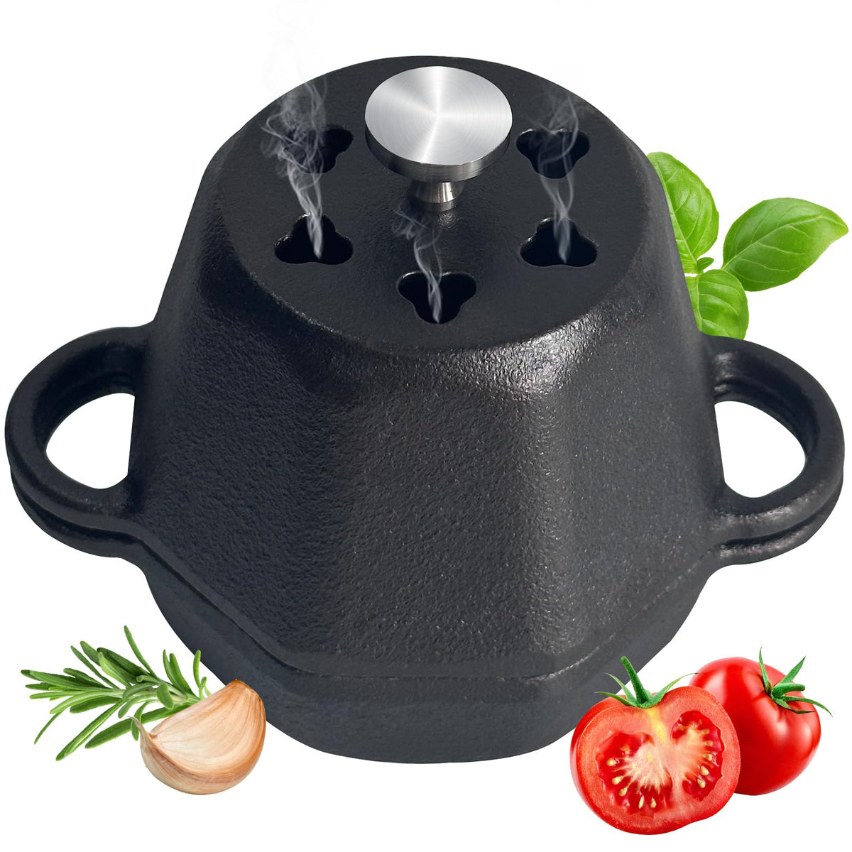 BOLVOUD Garlic Roaster with lid on promotes even heating for flavorful garlic