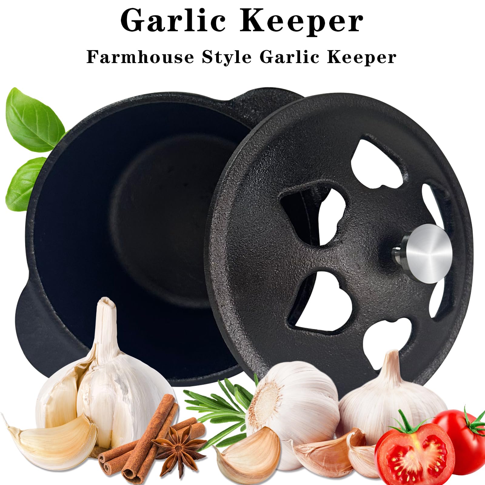 BOLVOUD garlic roasting dish on grill with heat-locking lid preserving flavors.