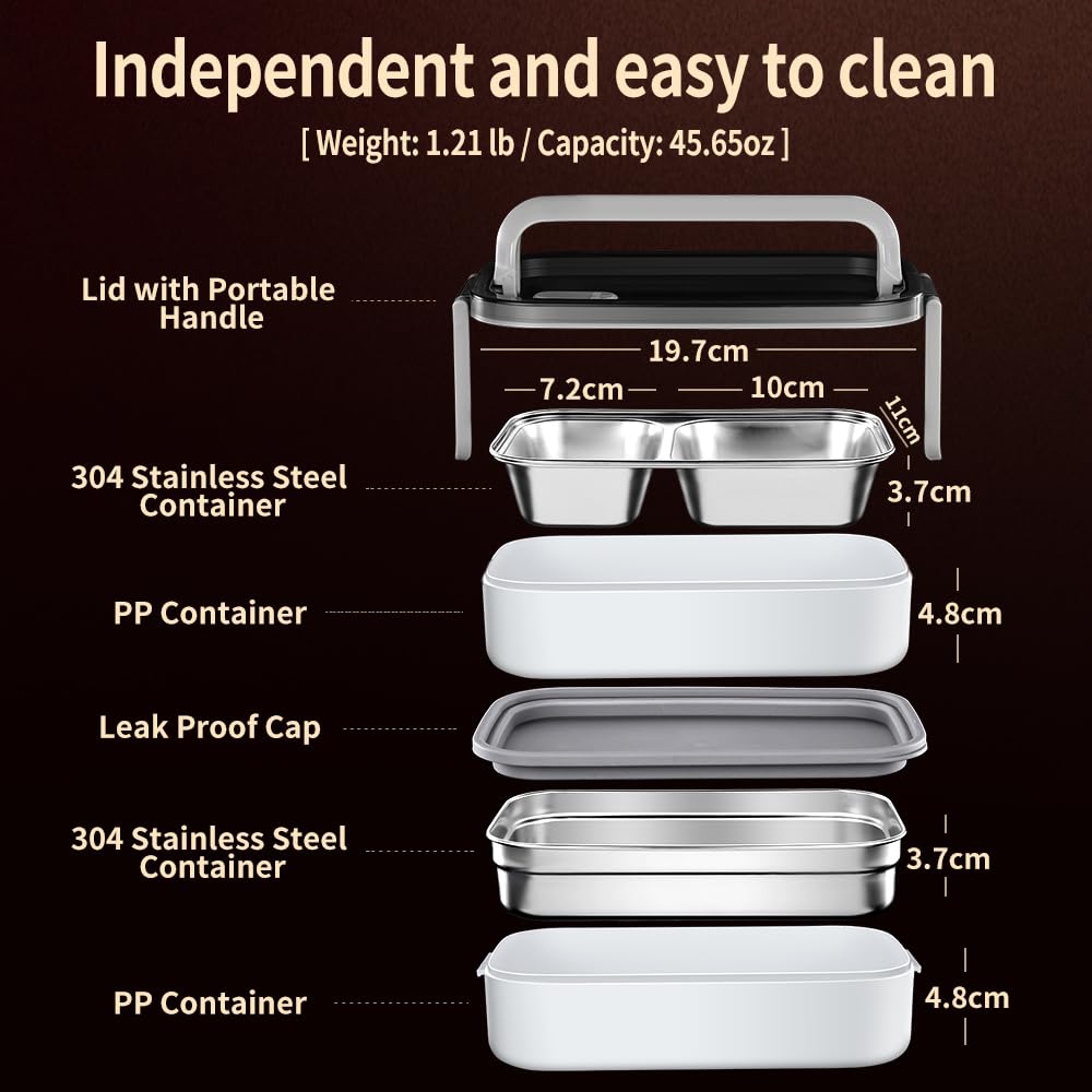 Bomansi Boms stackable bento layers keep foods separate for flavor variety.