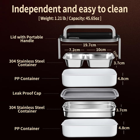 Bomansi Boms stackable bento layers keep foods separate for flavor variety.