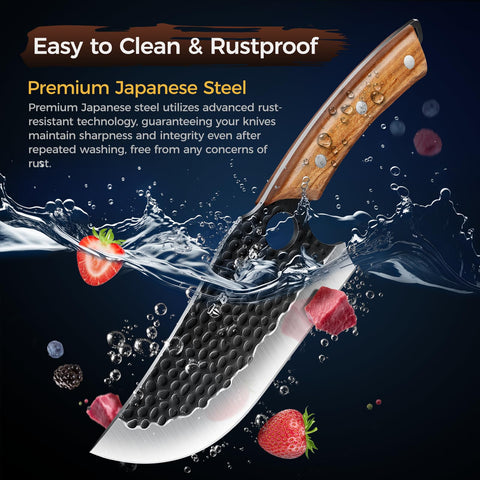 BOMASS hammered blade reducing sticking during slicing