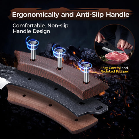 BOMASS high-carbon steel forged blade delivers sharp edge and corrosion resistance.