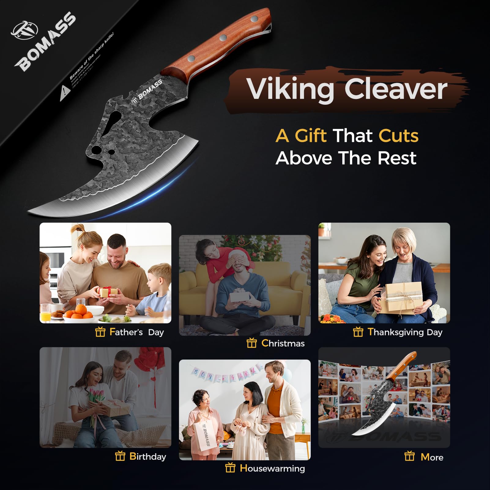 BOMASS Viking cleaver gift-ready packaging